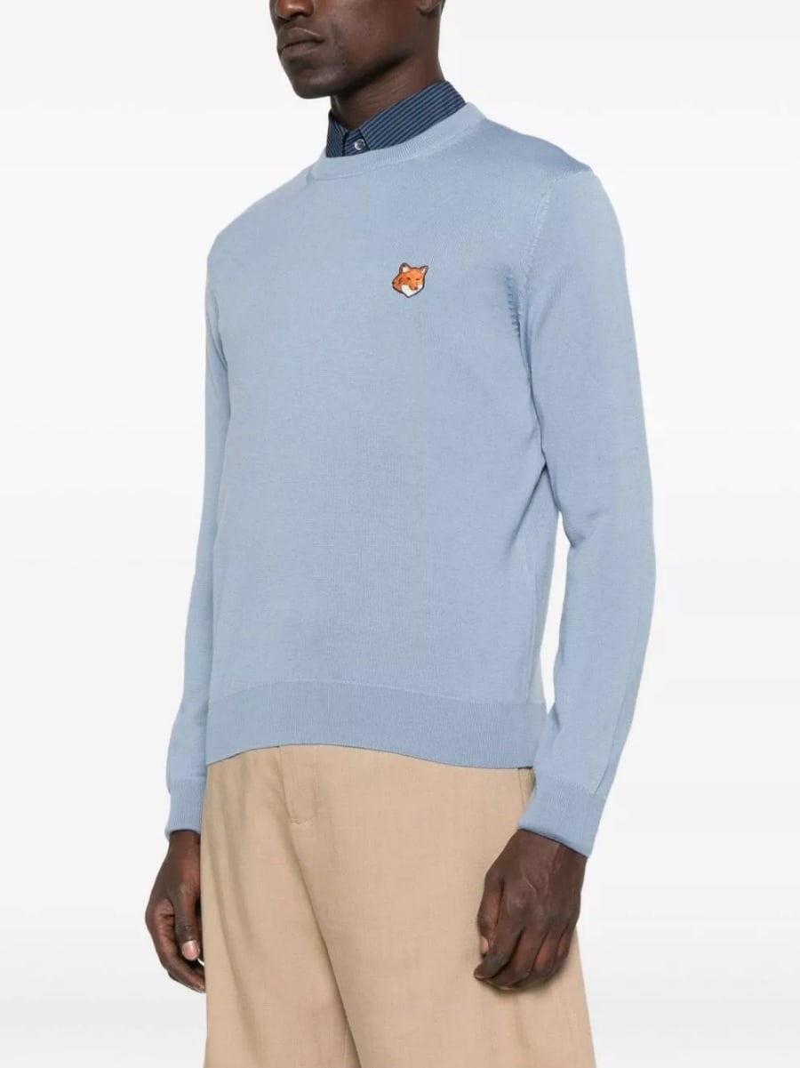 Maison kitsune' Maglione girocollo in lana Fox Head, view 3