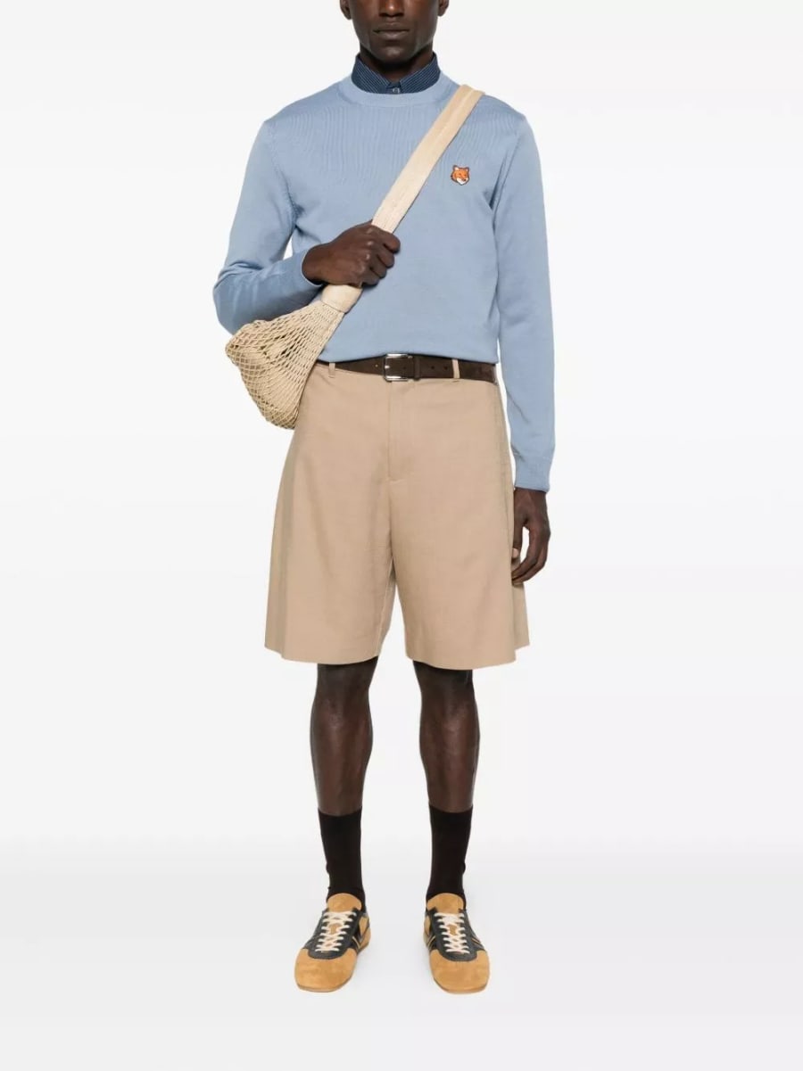 Maison kitsune' Maglione girocollo in lana Fox Head, view 4