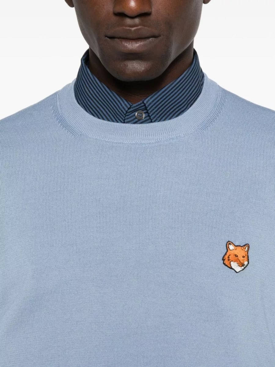 Maison kitsune' Maglione girocollo in lana Fox Head, view 5