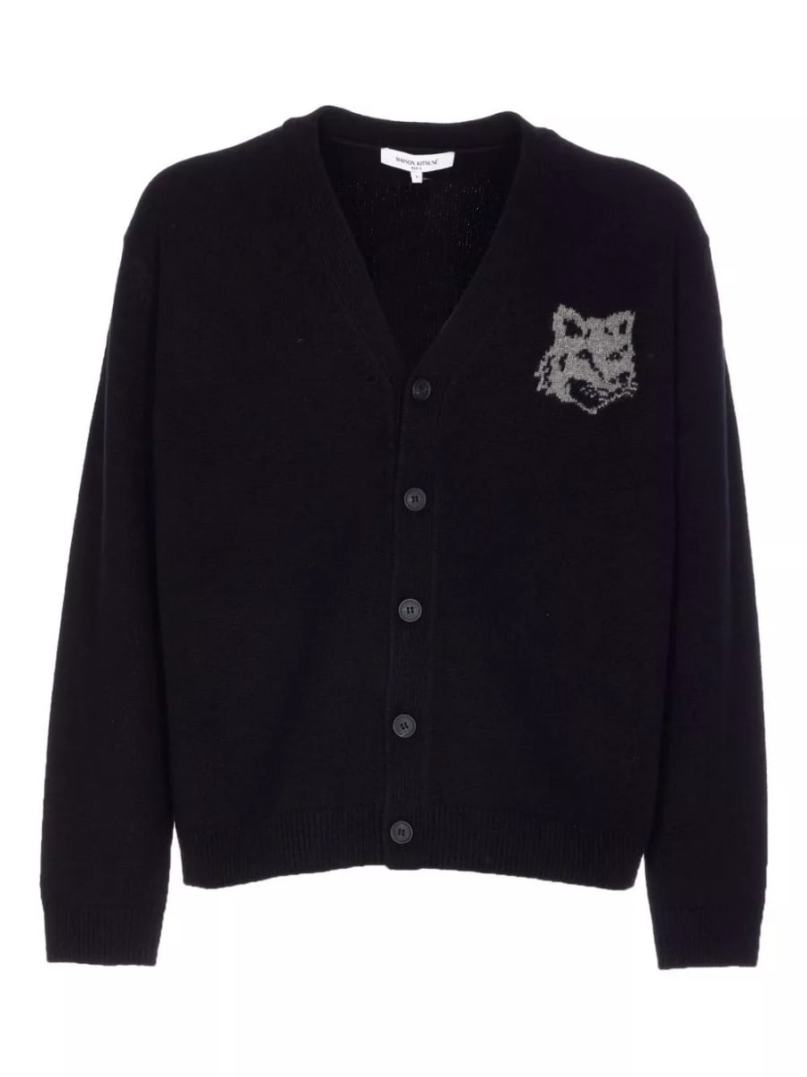 Maison kitsune' Cardigan in lana con scollo a V