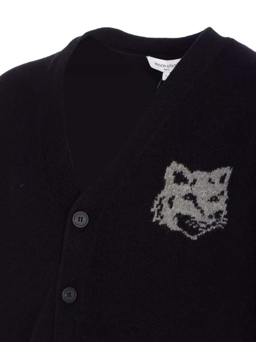 Maison kitsune' Cardigan in lana con scollo a V, view 2