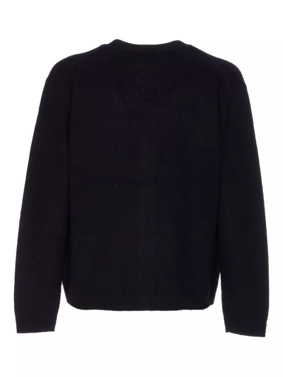 Maison kitsune' Cardigan in lana con scollo a V, view 4