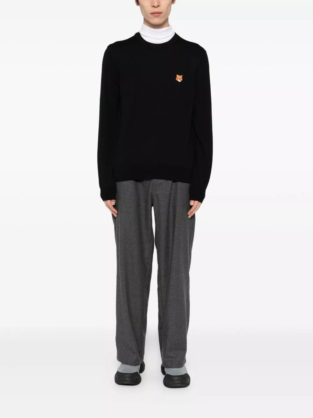 Maison kitsune' Maglione girocollo in lana Fox Head, view 2