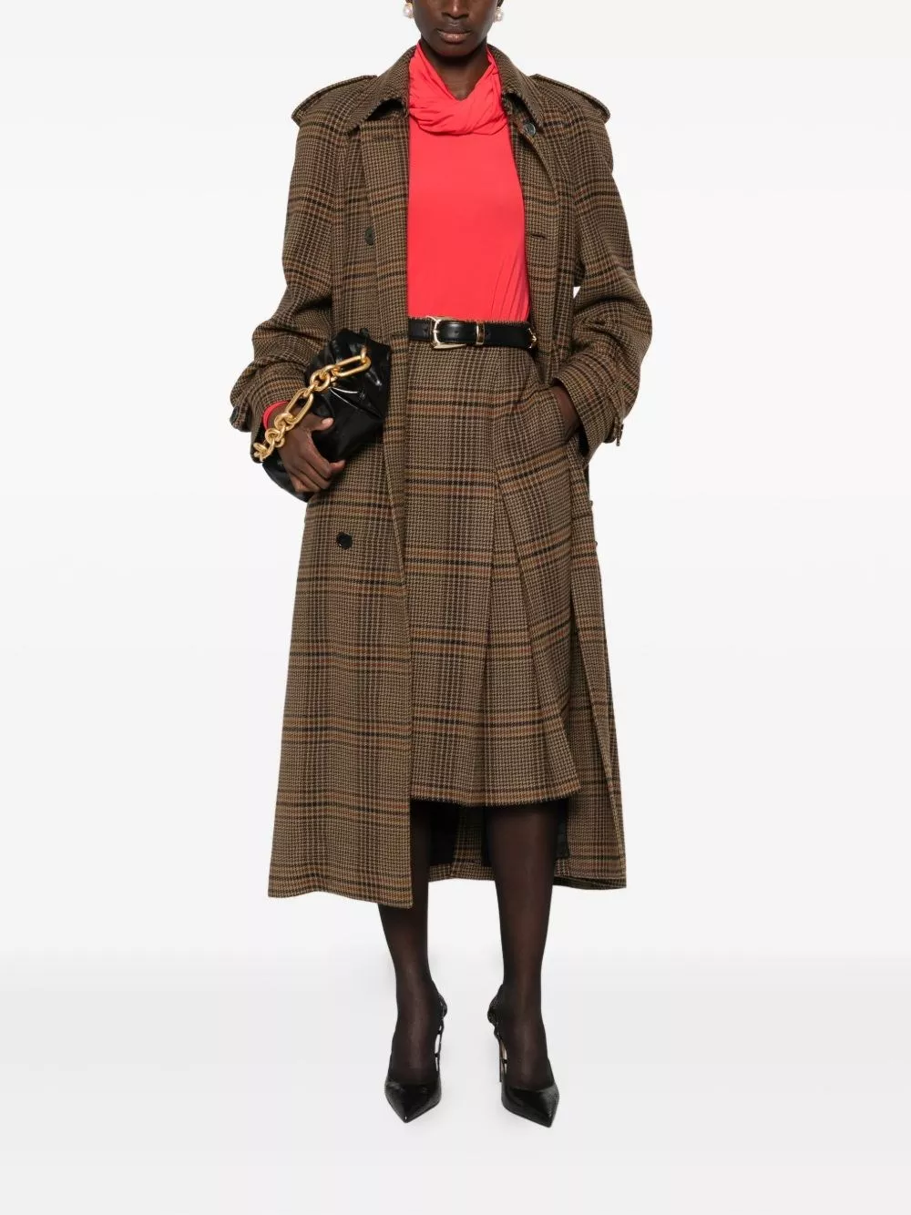 Saint Laurent Gonna midi in cashmere e lana, view 2