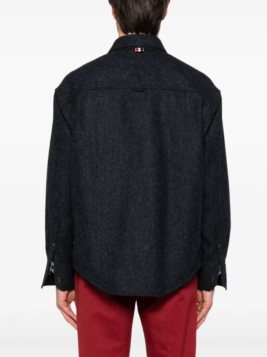 Thom Browne Camicia oversize in tweed, view 4