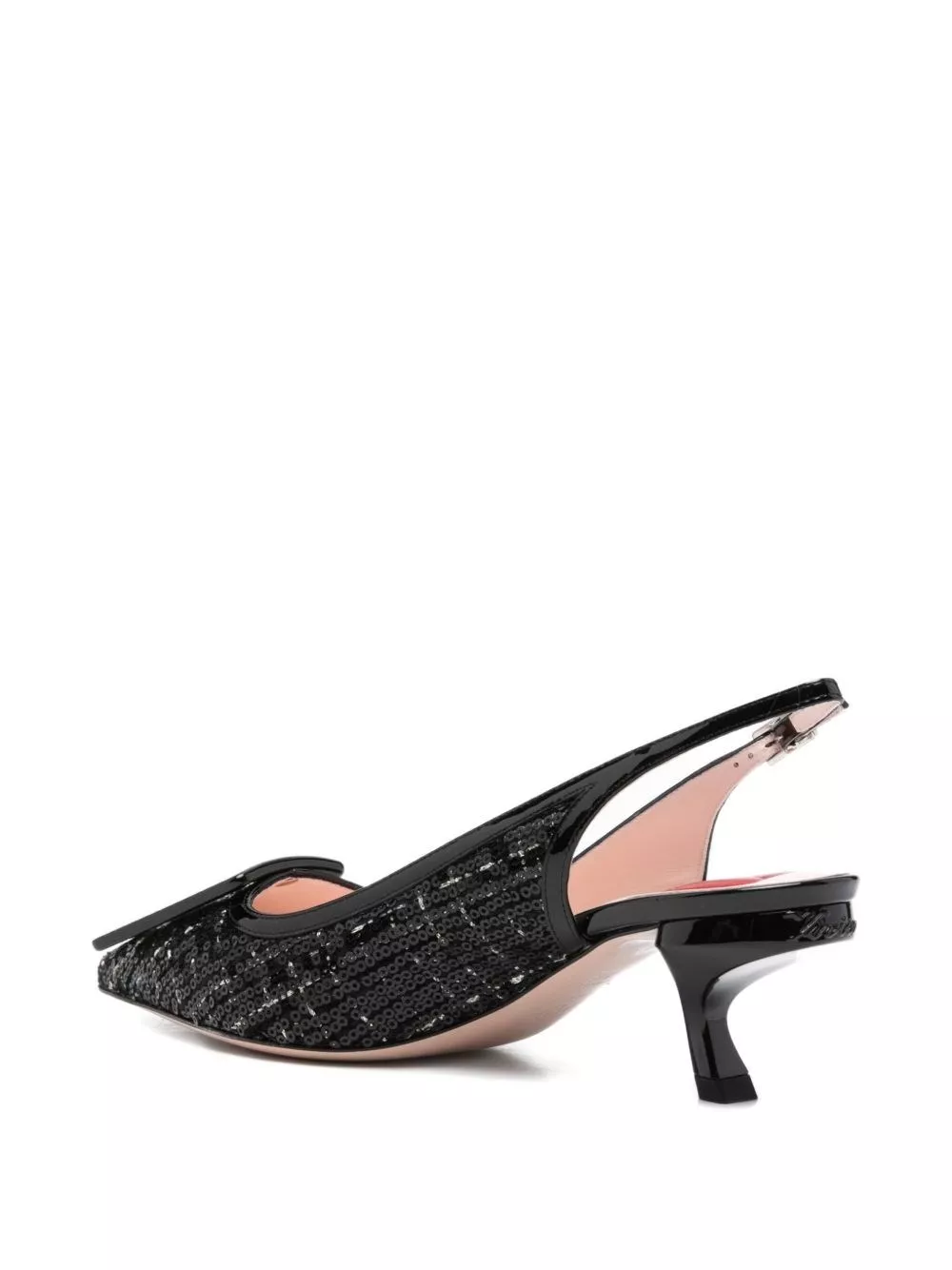 Roger Vivier Décolleté slingback in tweed, view 2