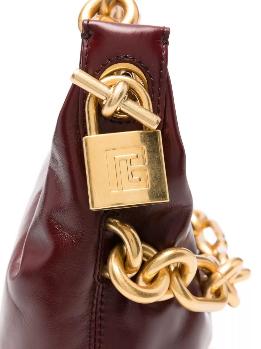 Balmain Borsa a spalla media in pelle Sync, view 4
