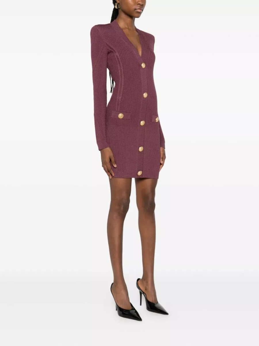 Balmain Abito corto con scollo a V, view 2