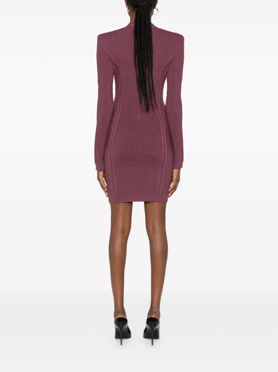 Balmain Abito corto con scollo a V, view 3