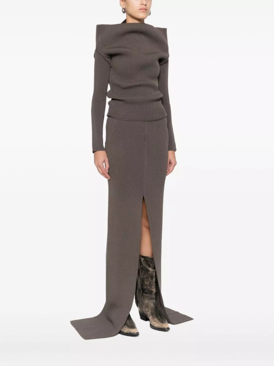 Rick Owens Maglione in lana off-shoulder, view 2