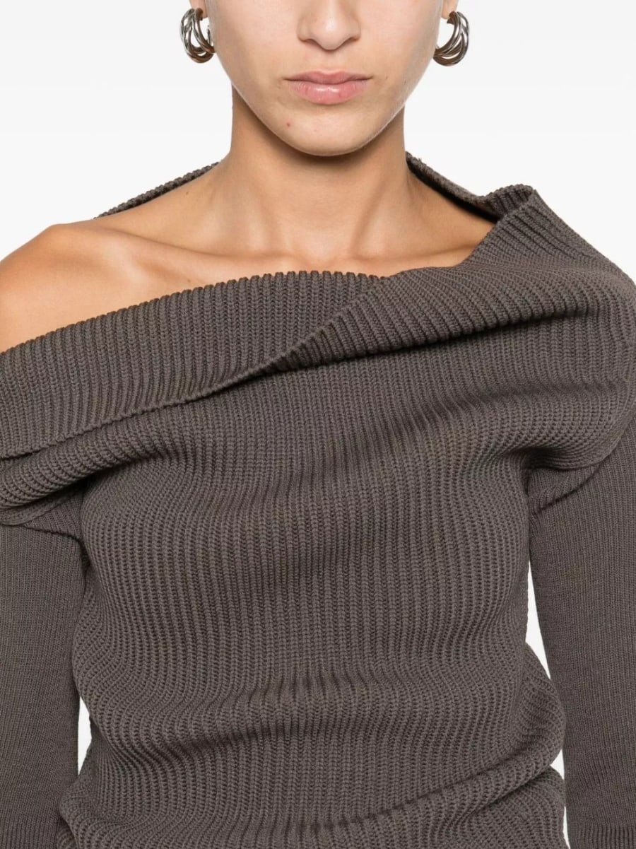 Rick Owens Maglione in lana off-shoulder, view 4