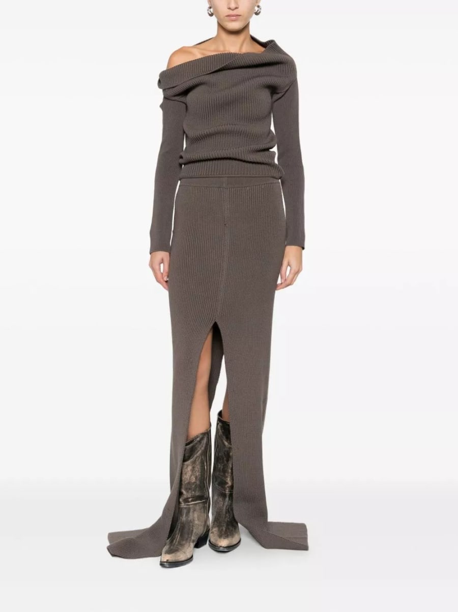 Rick Owens Maglione in lana off-shoulder, view 5