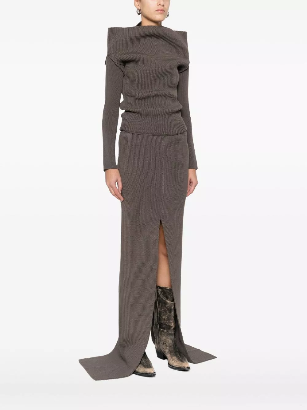 Rick Owens Maglione in lana off-shoulder, view 2