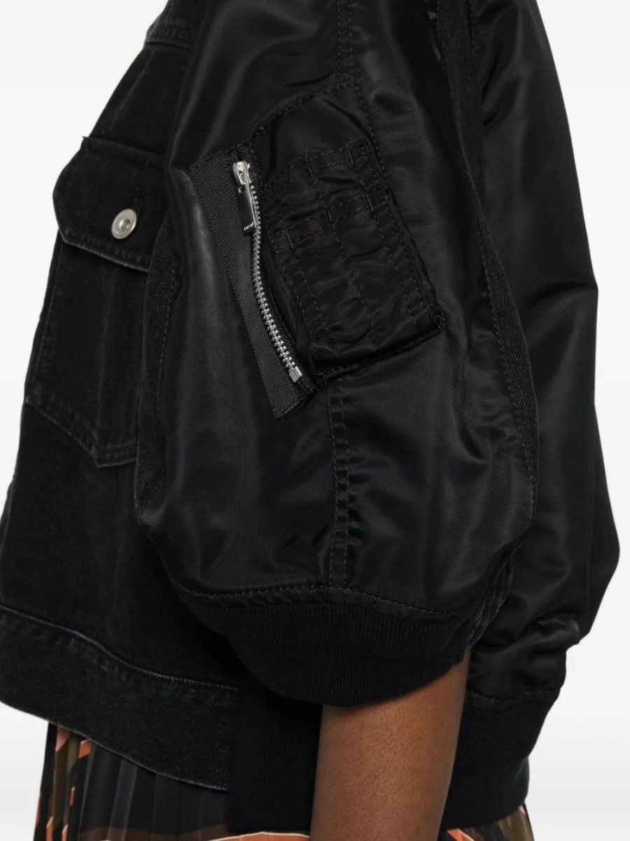Sacai Giacca in nylon e denim, view 2