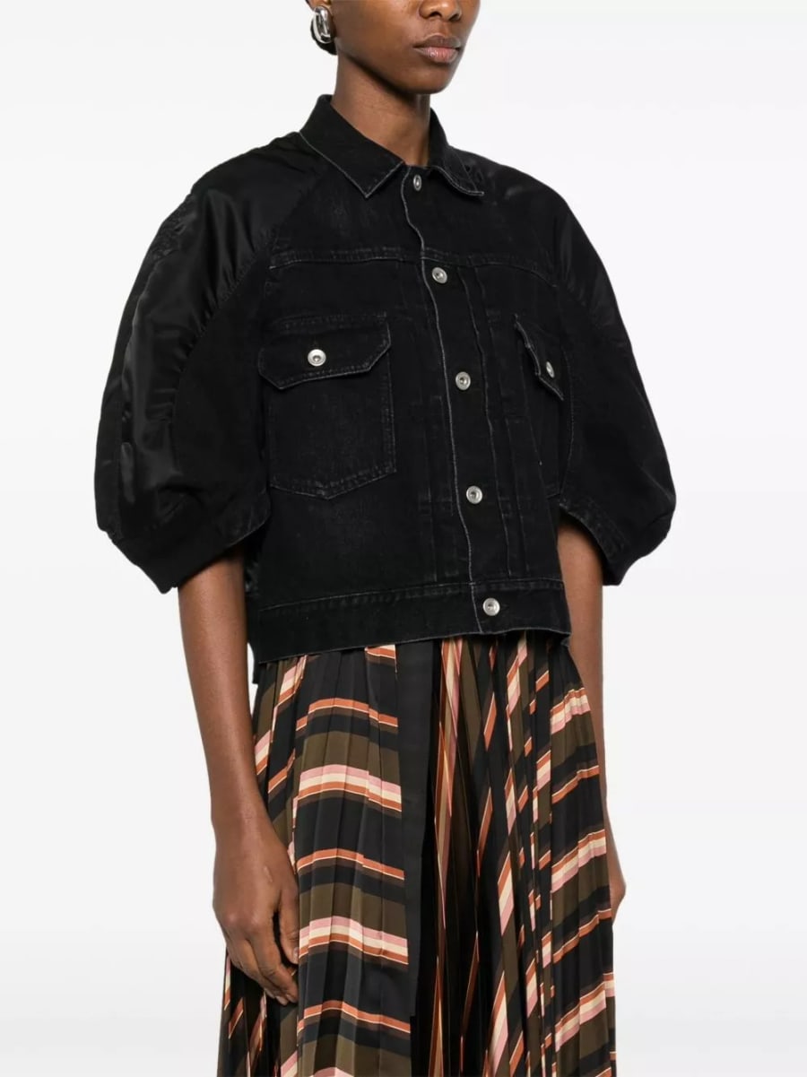 Sacai Giacca in nylon e denim, view 4