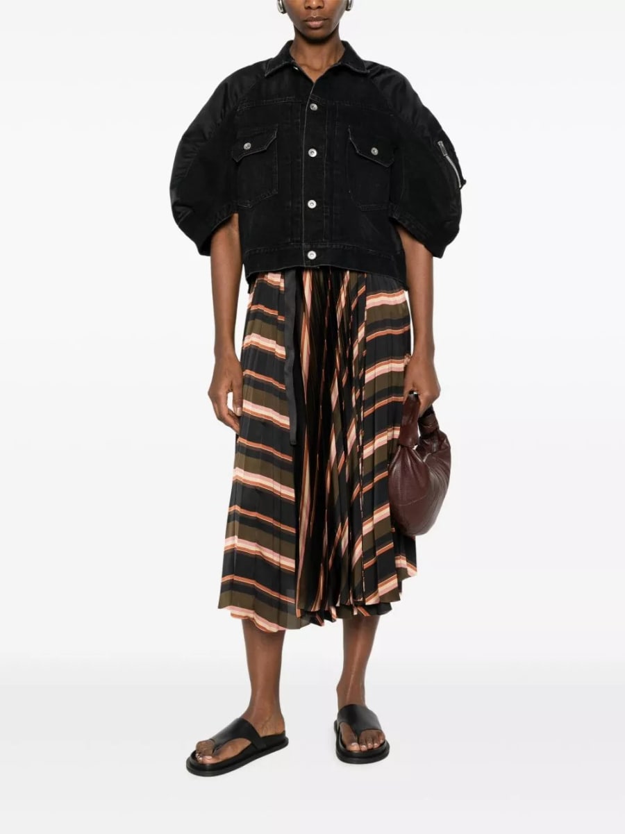Sacai Giacca in nylon e denim, view 5