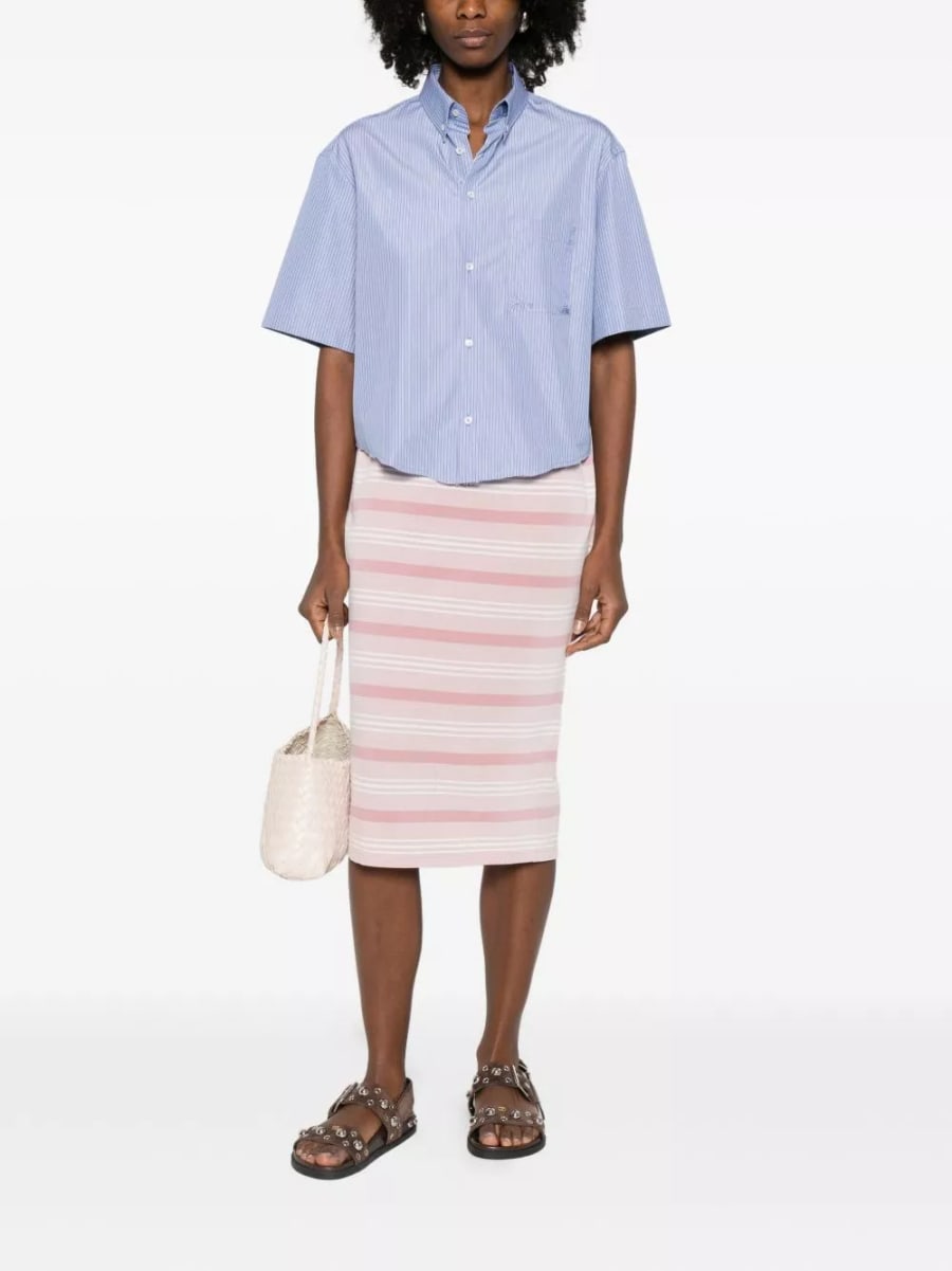 Prada Gonna in cotone a righe, view 3