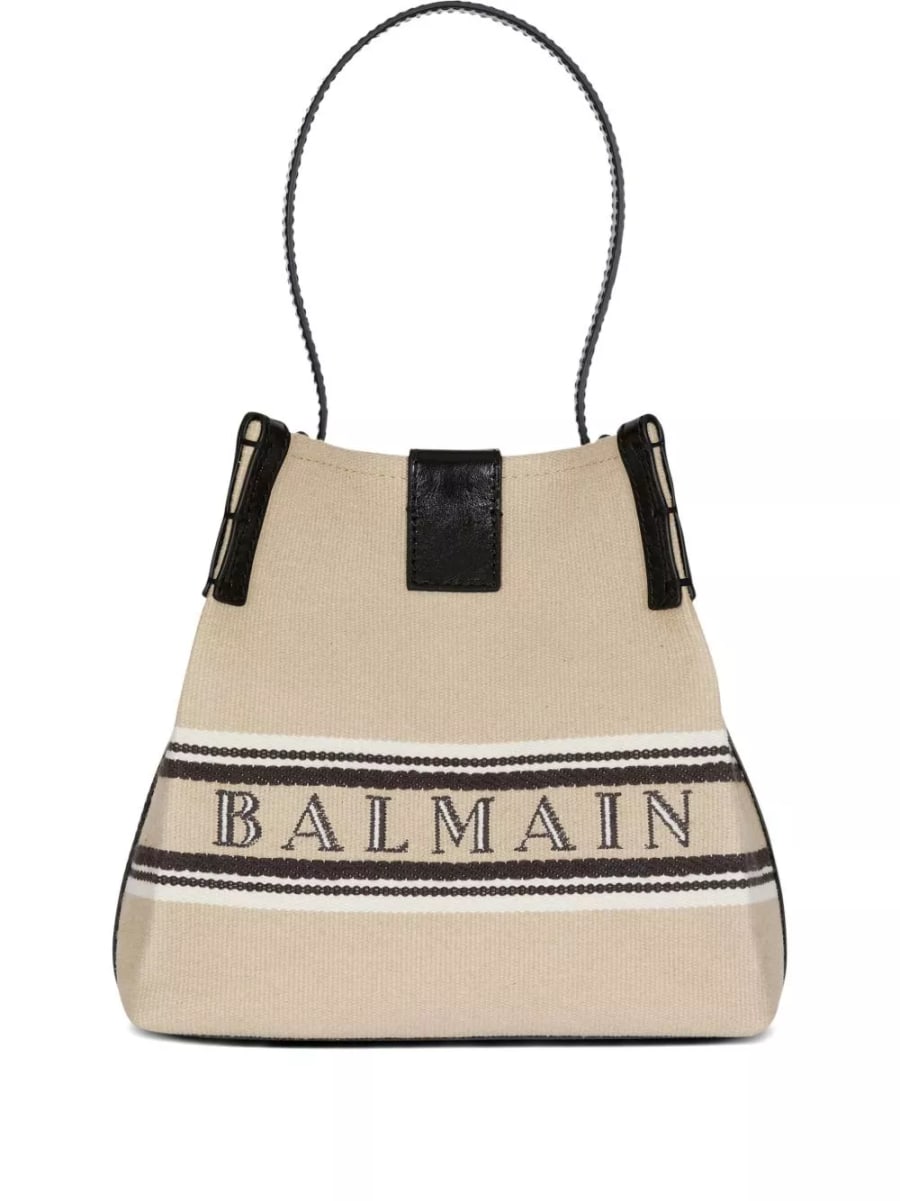 Balmain Borsa a secchiello in canvas e pelle Release