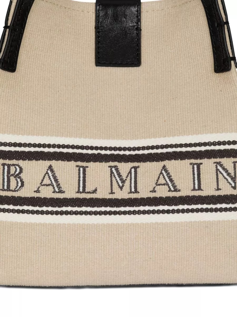 Balmain Borsa a secchiello in canvas e pelle Release, view 2