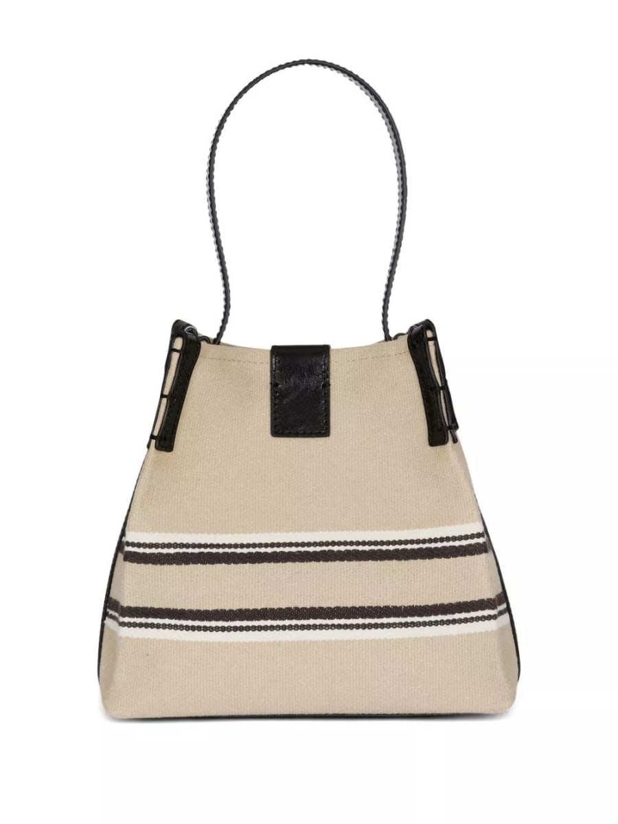 Balmain Borsa a secchiello in canvas e pelle Release, view 5