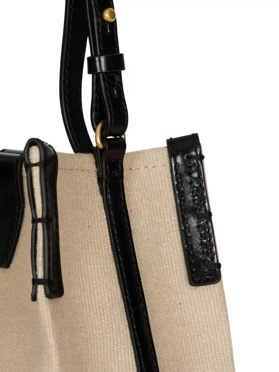 Balmain Borsa a secchiello in canvas e pelle Release, view 6