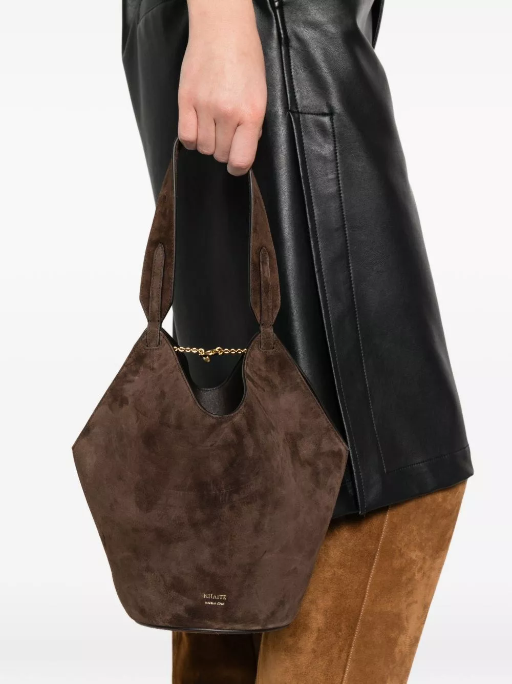 Khaite Borsa a secchiello mini in pelle Lotus, view 2