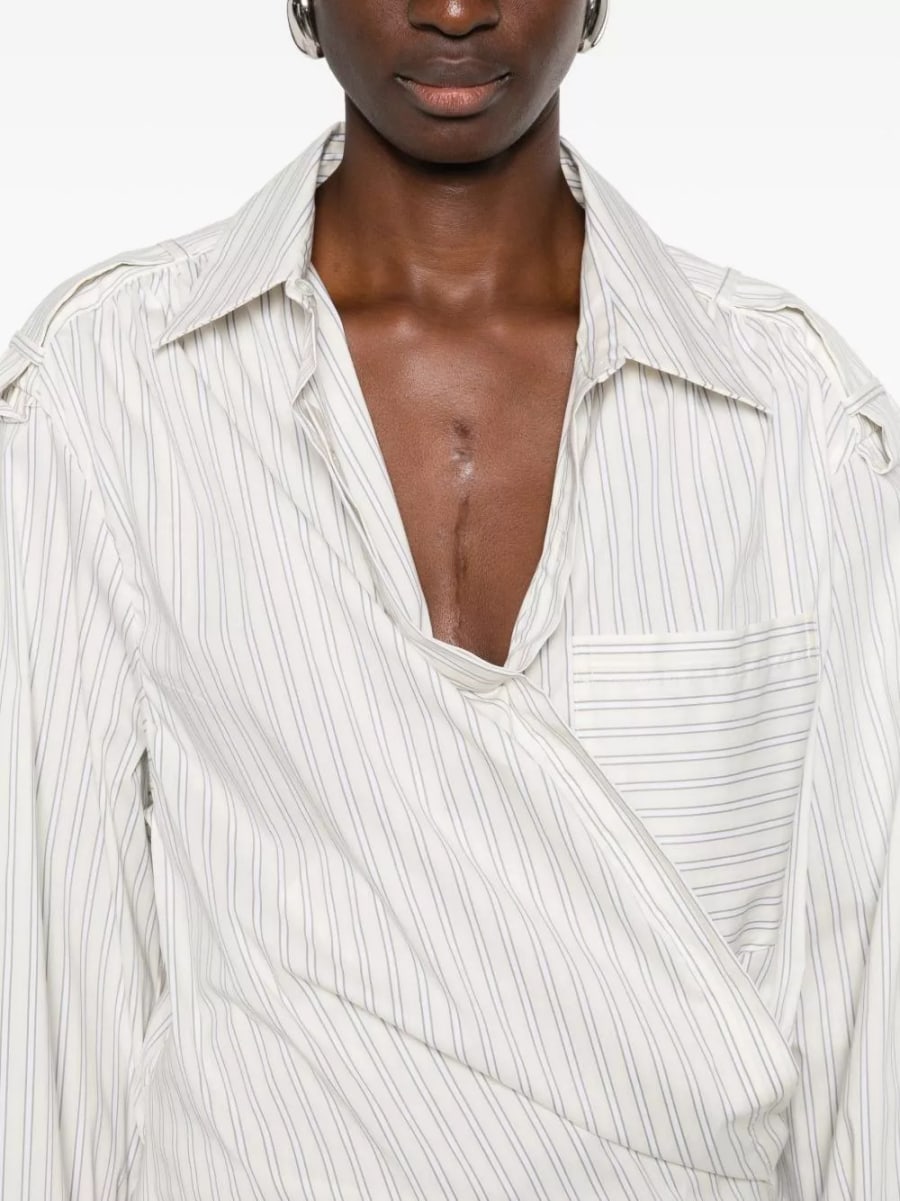 Iro Camicia in cotone a righe con pizzo