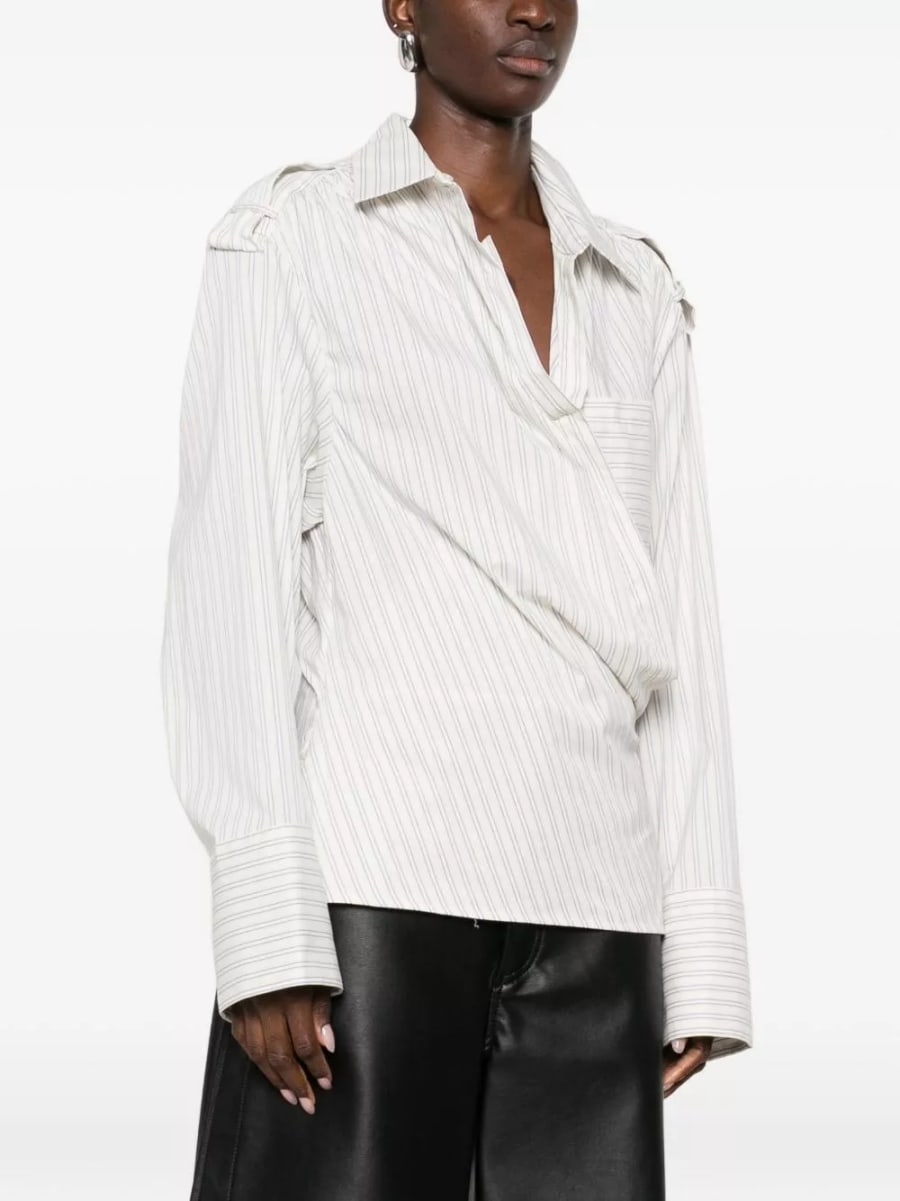 Iro Camicia in cotone a righe con pizzo, view 3