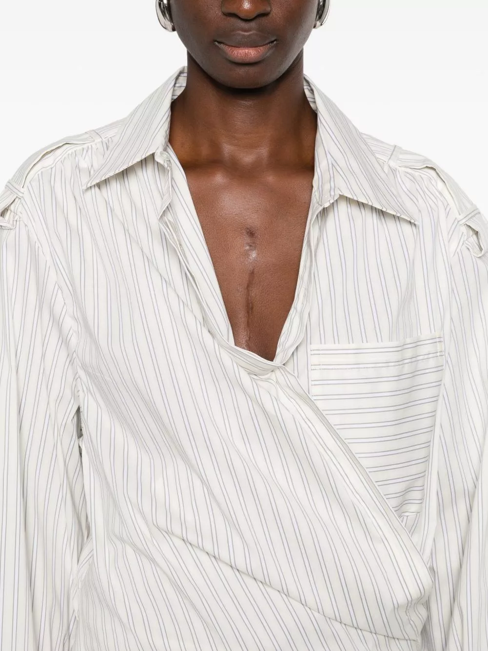 Iro Camicia in cotone a righe con pizzo, view 2