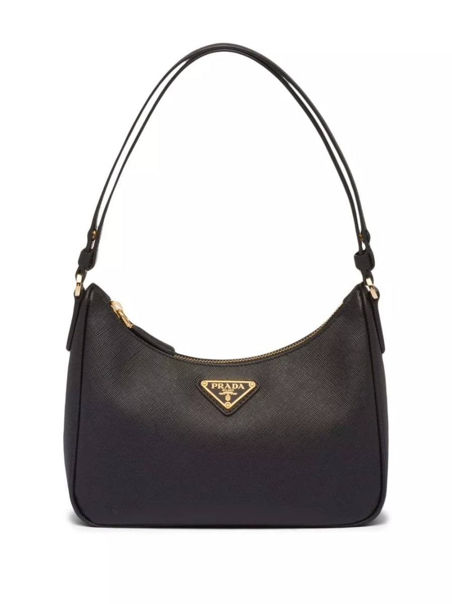 Prada Borsa a spalla mini in pelle saffiano Re-Edition
