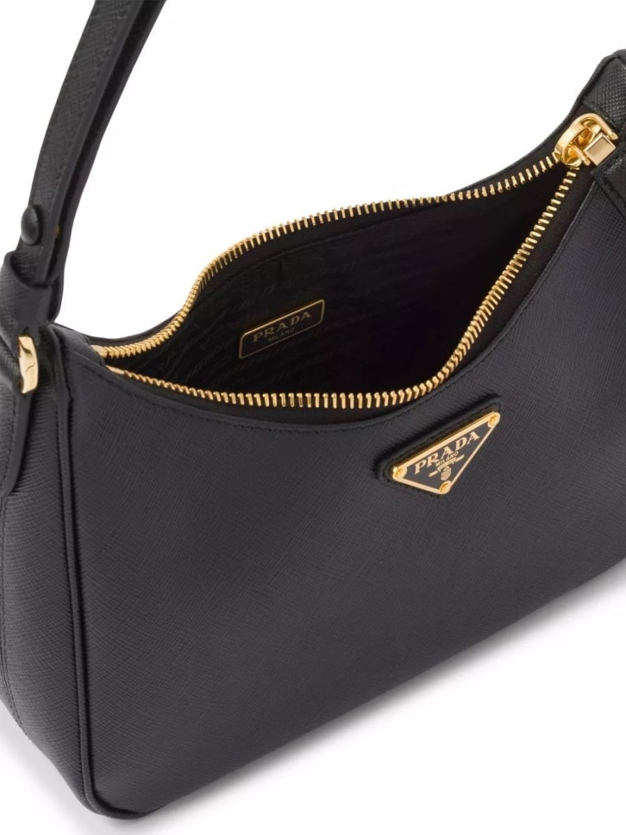 Prada Borsa a spalla mini in pelle saffiano Re-Edition, view 2