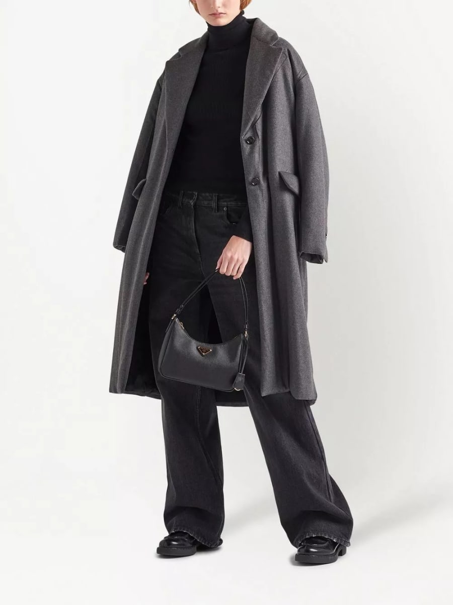 Prada Borsa a spalla mini in pelle saffiano Re-Edition, view 4