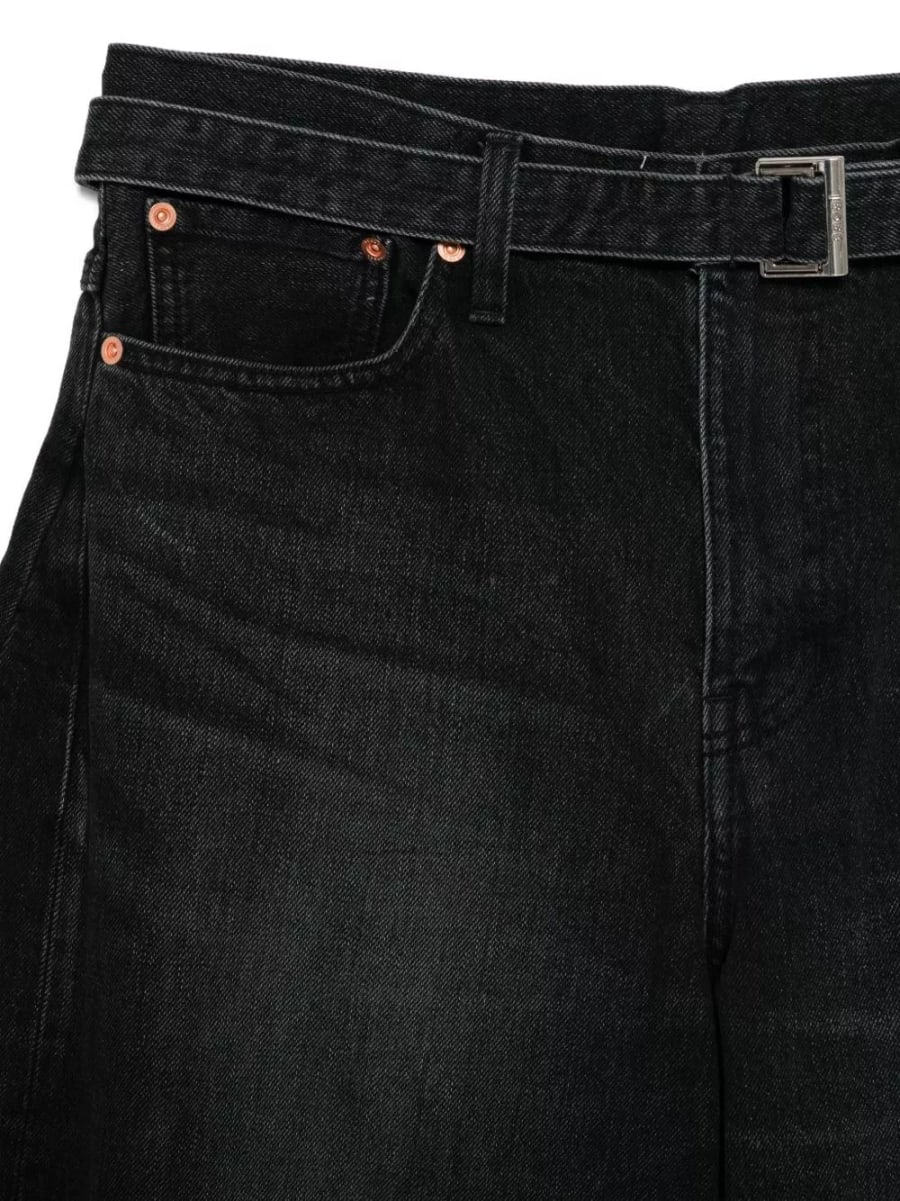 Sacai Jeans in denim a gamba larga, view 2