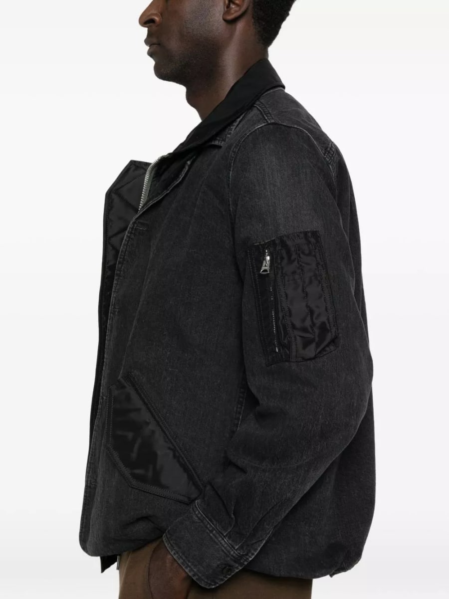Sacai Giacca in denim e nylon, view 3