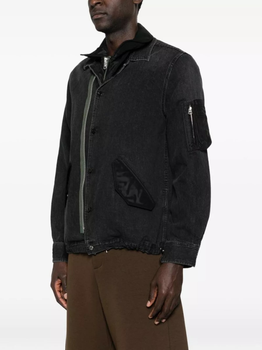 Sacai Giacca in denim e nylon, view 5