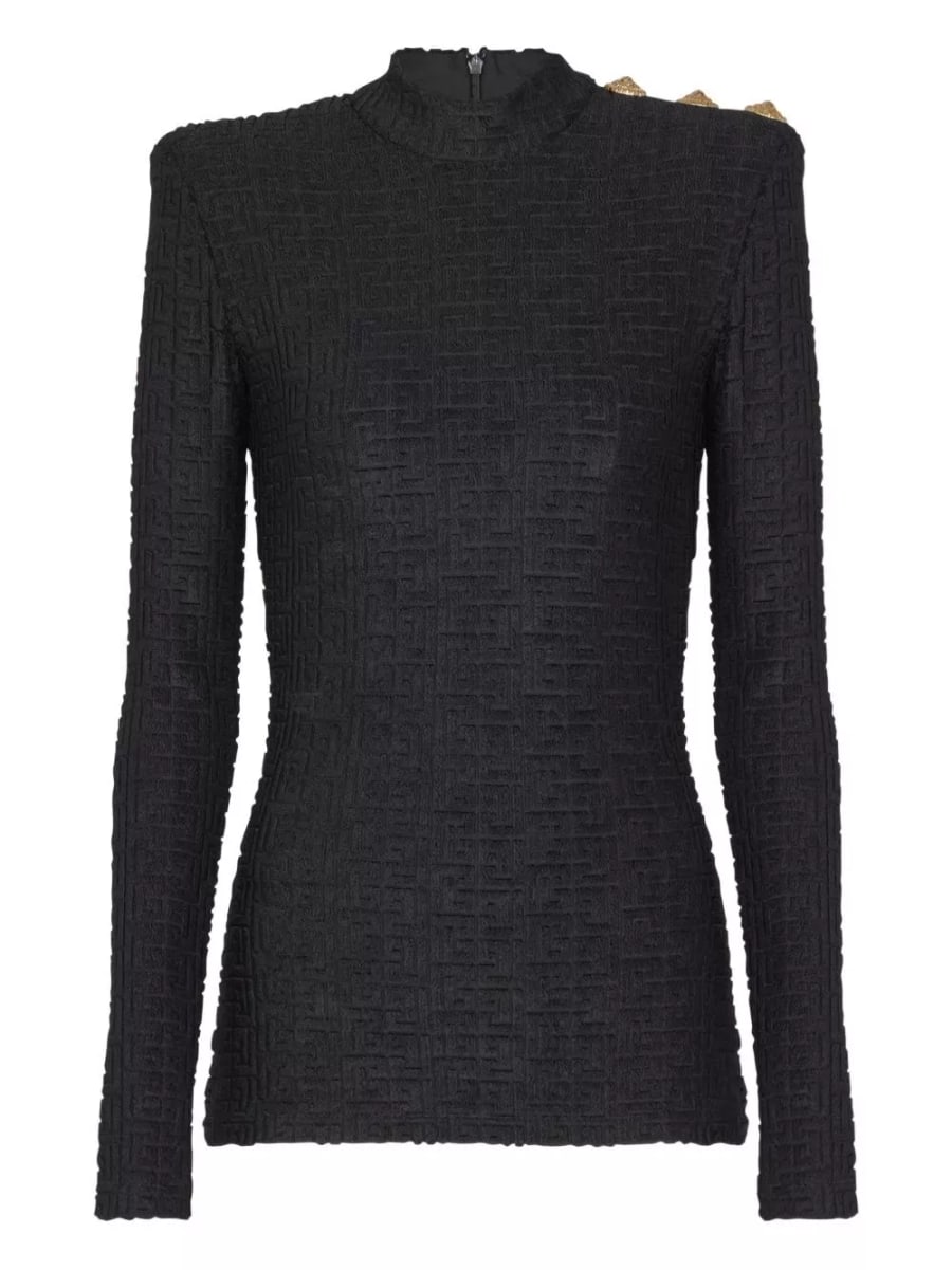 Balmain Top con collo alto Monogram