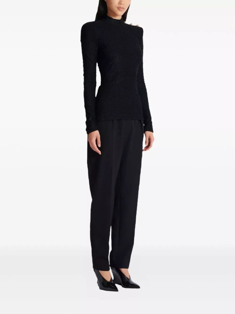 Balmain Top con collo alto Monogram, view 2