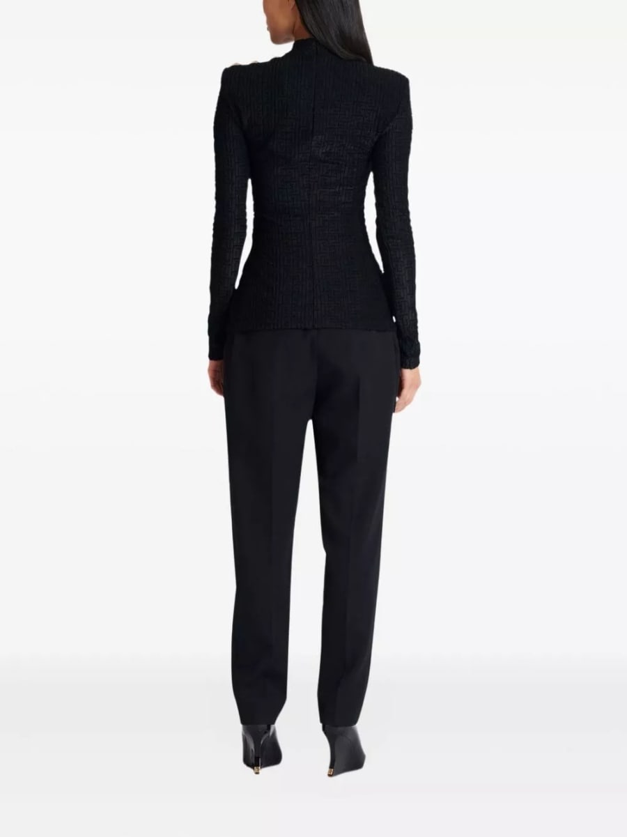 Balmain Top con collo alto Monogram, view 3