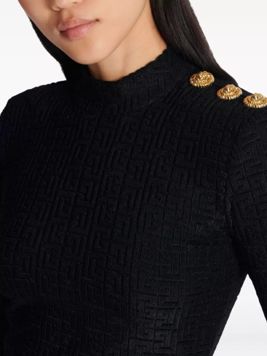 Balmain Top con collo alto Monogram, view 4