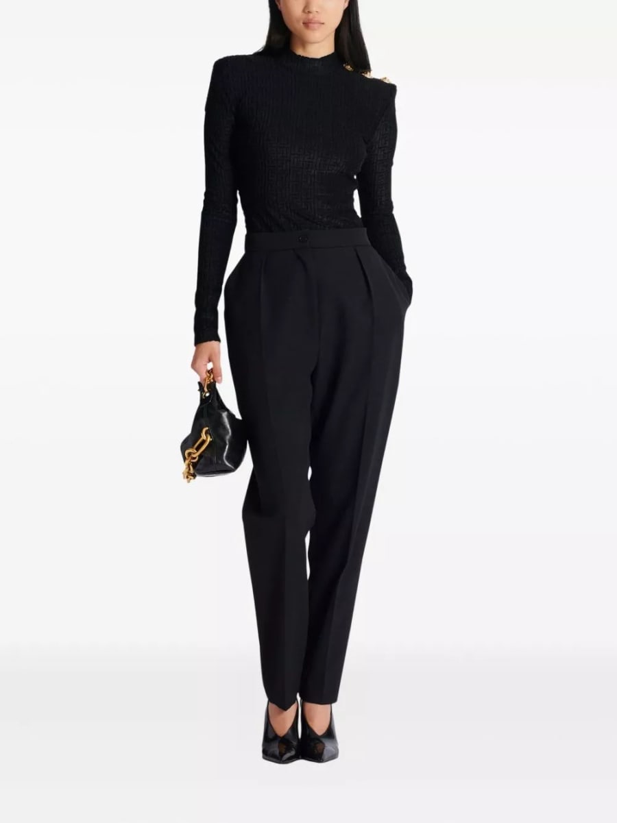 Balmain Top con collo alto Monogram, view 5