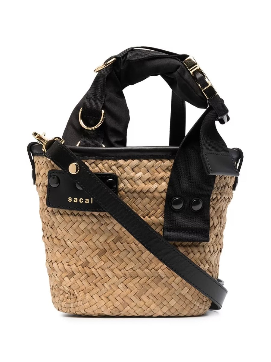Sacai Borsa a secchiello Rafia