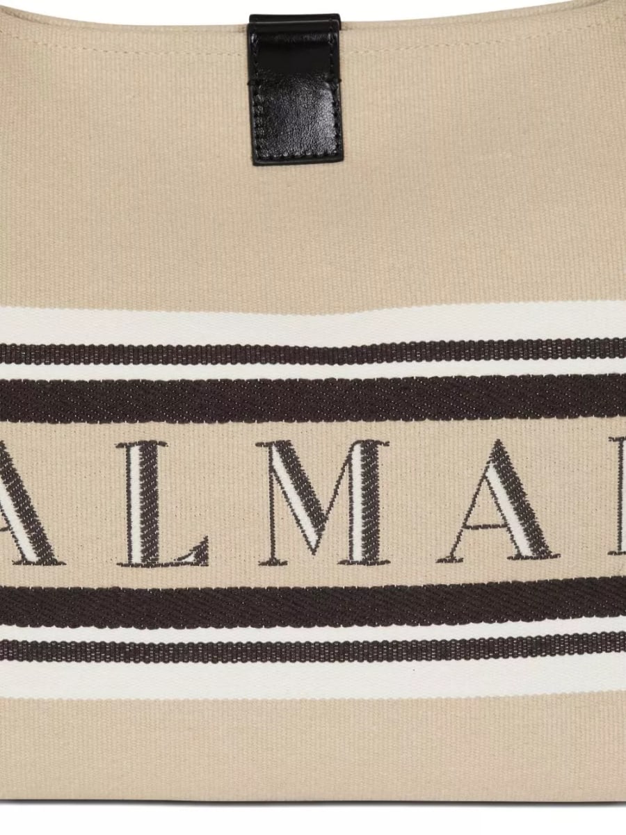 Balmain Release canvad e pelle medium tote, view 4