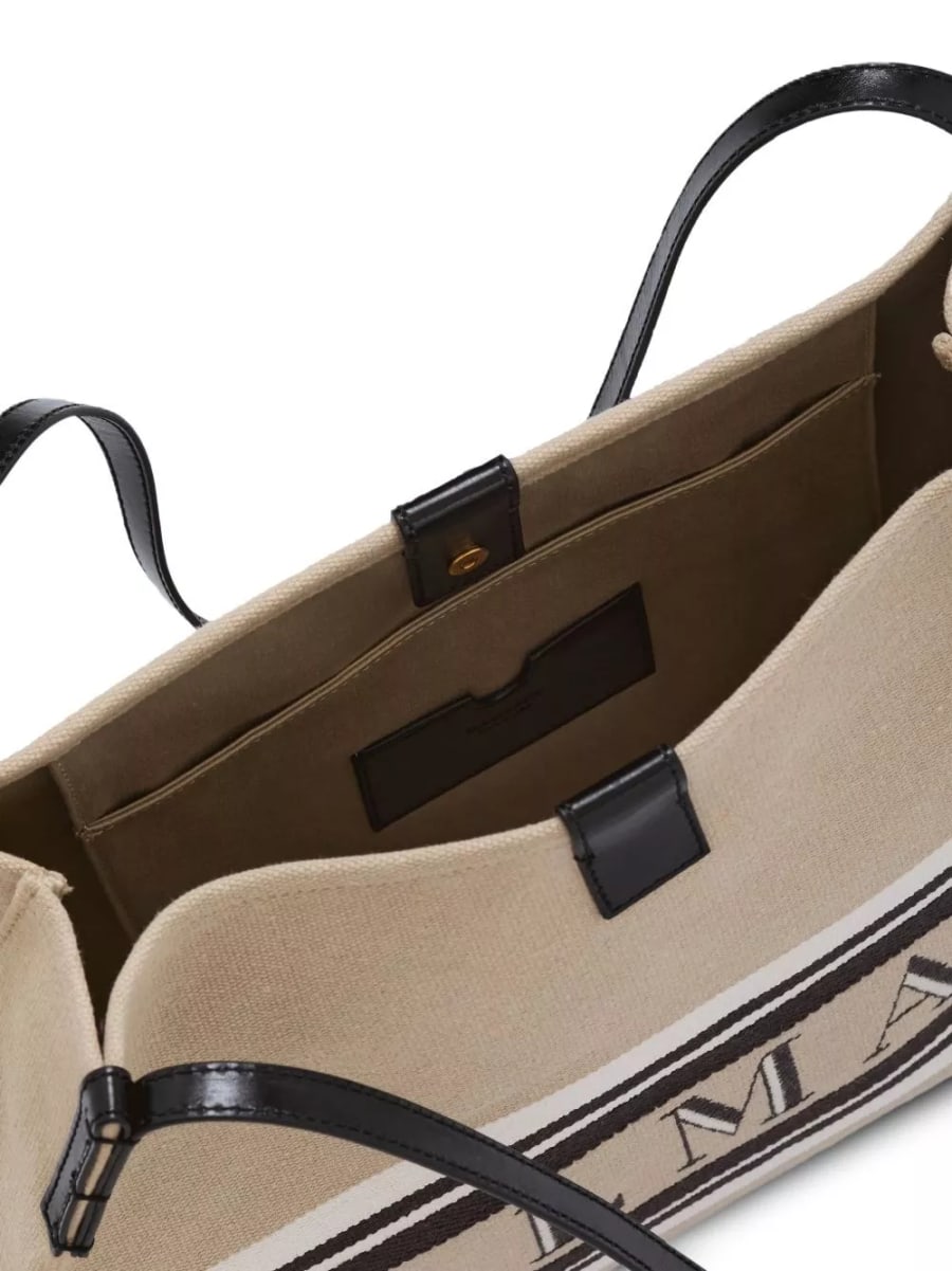 Balmain Release canvad e pelle medium tote, view 7