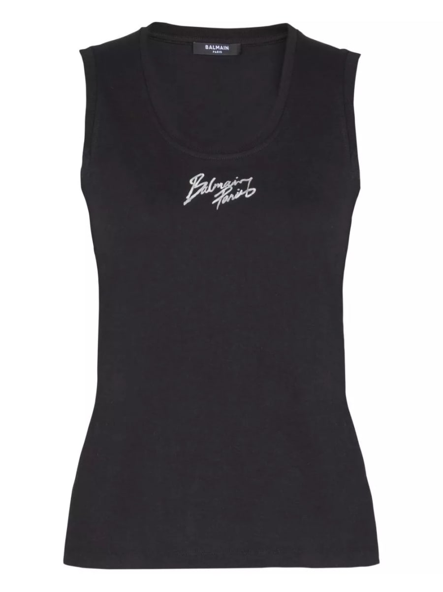 Balmain Top in cotone con logo