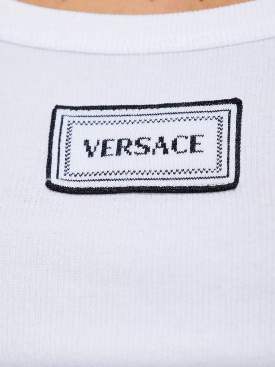 Versace Top in cotone con logo, view 2