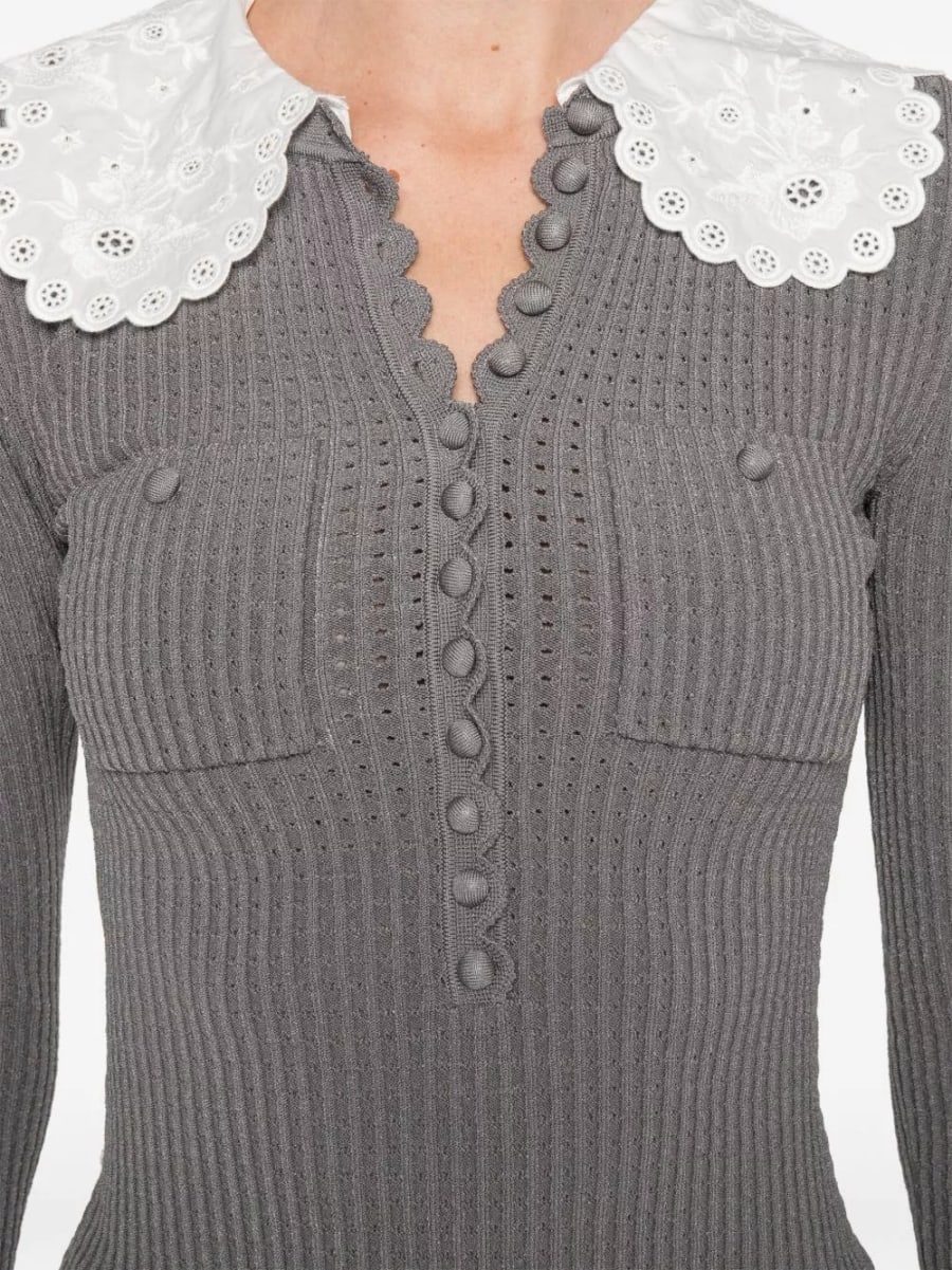 self-portrait Maglione con dettaglio colletto, view 5