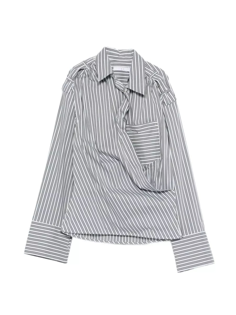 Iro Camicia in cotone a righe con pizzo