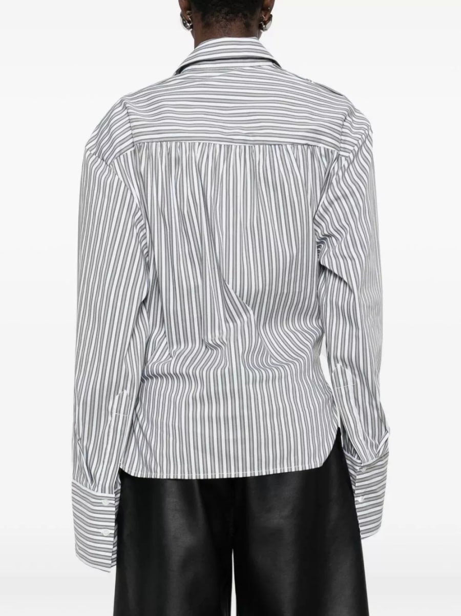 Iro Camicia in cotone a righe con pizzo, view 4