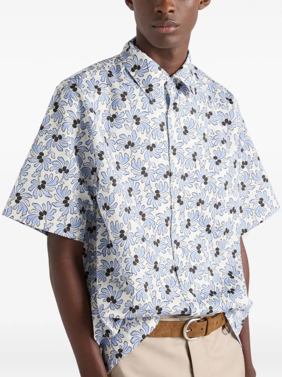 Prada Camicia in misto cotone stampata, view 2