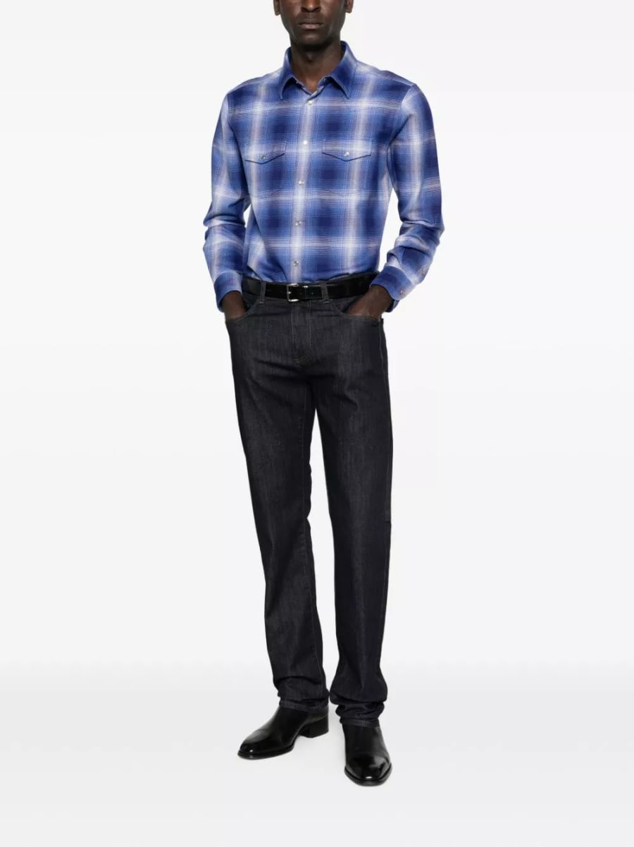 Tom Ford Camicia a quadri in cotone, view 4
